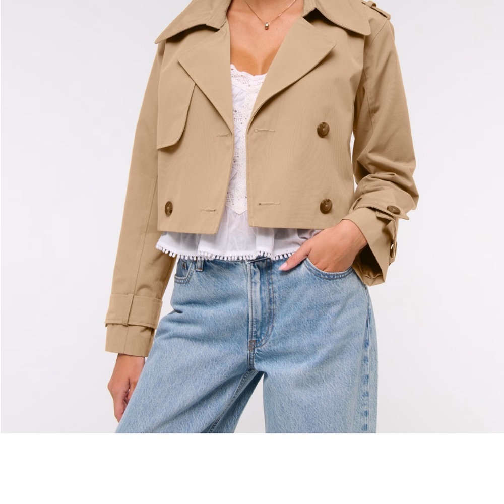 Abercrombie & Fitch Cropped Tan Trench Coat